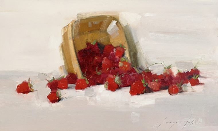 Strawberries, Original oil Painting, Handmade artwork, One of a Kind        